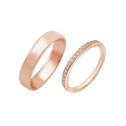 Trauringe aus 585 Gold mit Memoire Ring und Court Ring Lorne