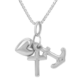 Silberner Anhänger mit dem Symbol des Glaubens, der Liebe und der Hoffnung Pjudu