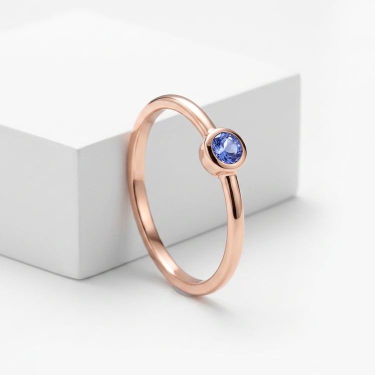 Minimalistischer Goldring mit Tansanit Emilien 169704
