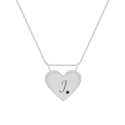Goldherz mit Gravur und schwarzem Diamant Issy