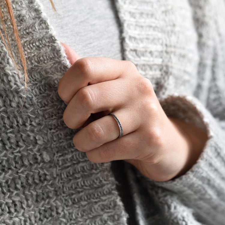 Memoryring mit blauen Diamanten und Herrenring Oana 32107