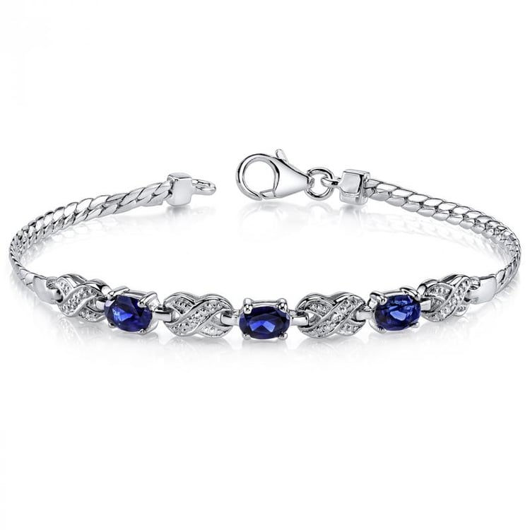 Elegantes Silberarmband mit ovalen Saphiren Clio