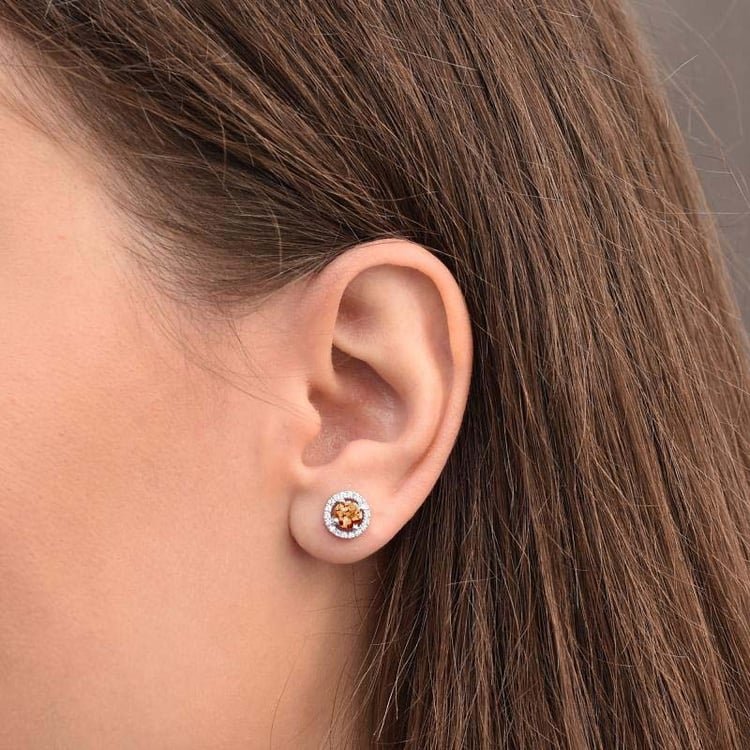 Funkelnde Citrine in goldenen Ohrringen mit Topasen Badulf 108276