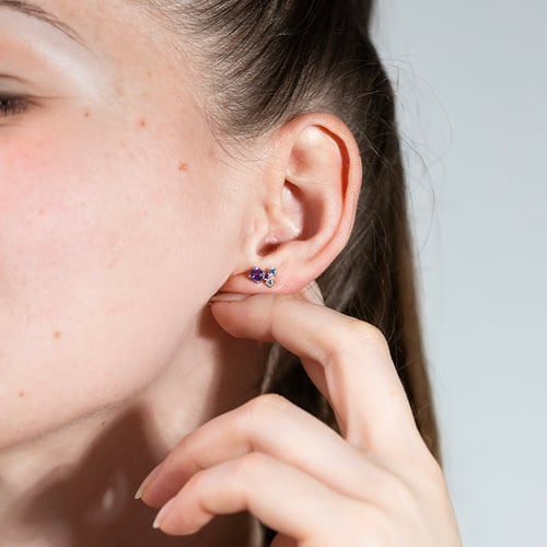 Silberne Cluster Ohrringe mit Amethysten und Edelsteinen Kerrie