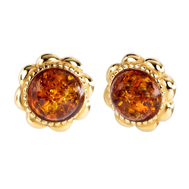 Ohrstecker aus Silber mit Bernsteinen