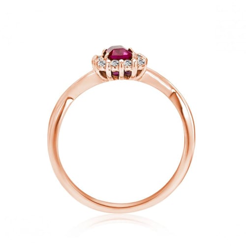 Zarter Goldring mit Diamanten und Saphir im Smaragdschliff Hali