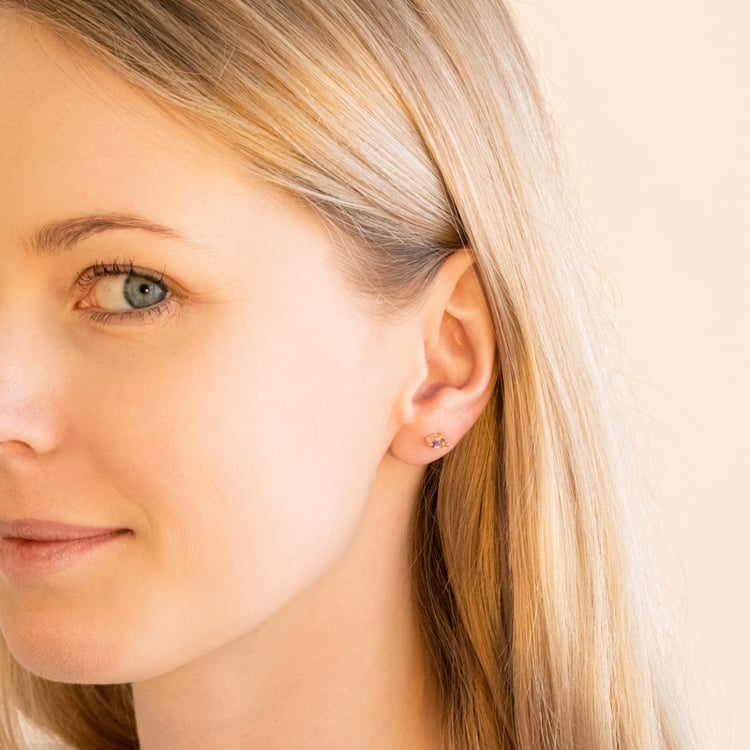 Minimalistische Silberohrringe mit Morganiten Andine 101043