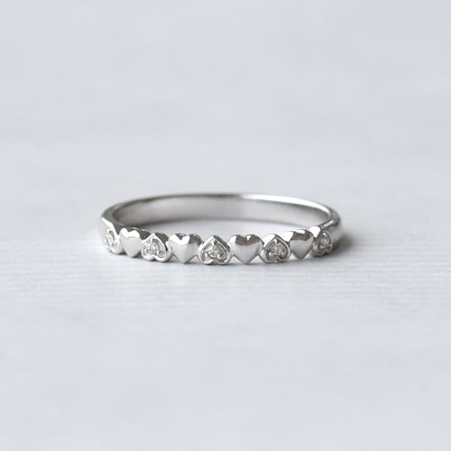 Goldener Memoryring mit Herzen und Diamanten Fople