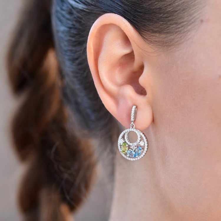 Silberne Ohrringe mit Topas und Olivin Karim 18239