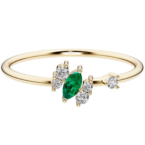 Cluster Ring mit Lab Grown Smaragd und Diamanten Kasen