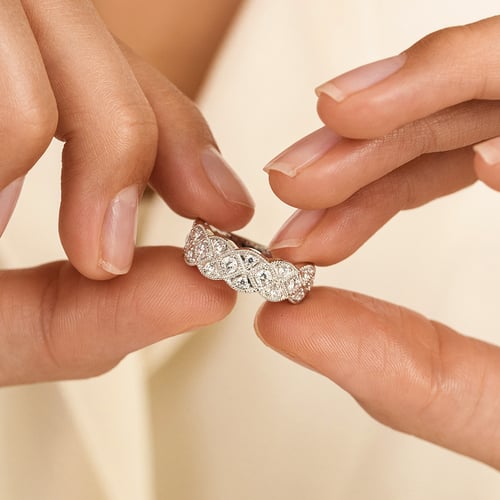 Verzierter Silberring mit Lab Grown Diamanten Ruben