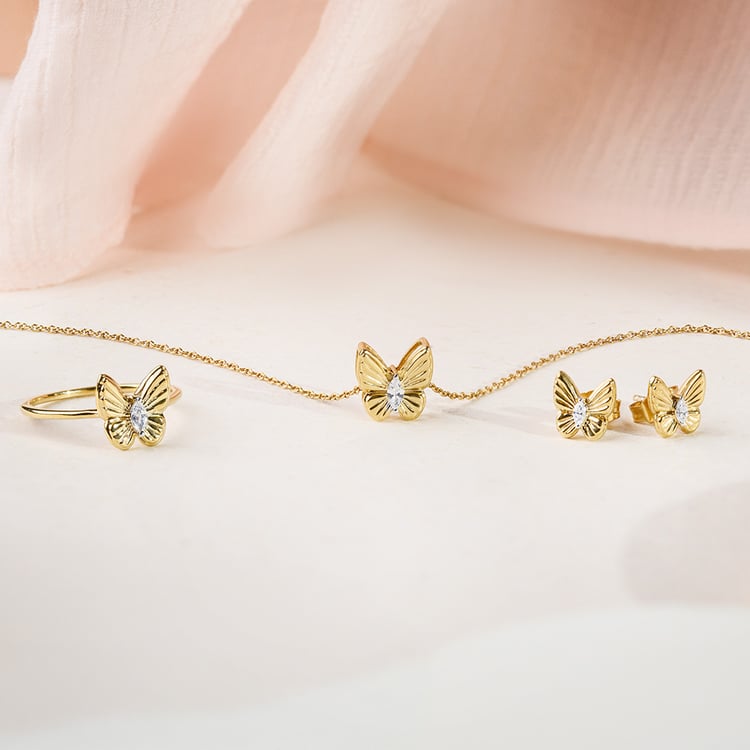 Anhänger mit Lab Grown Diamanten in Form eines Schmetterlings Larisa 163611