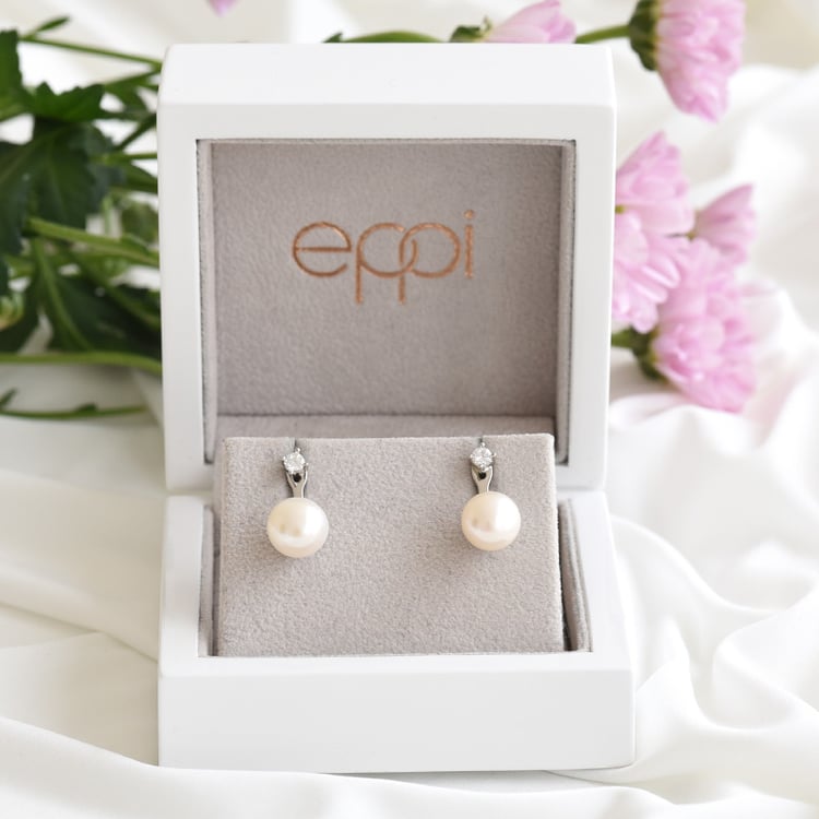 Silberne Ohrringe 2in1 mit Perlen und Zirkonia Leela 83577