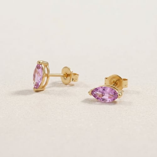 Minimalistische Silberohrringe mit rosa Amethysten Andine