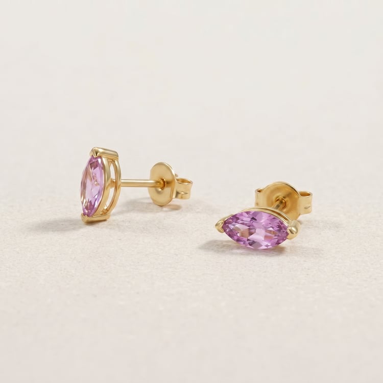 Minimalistische Silberohrringe mit rosa Amethysten Andine 170400