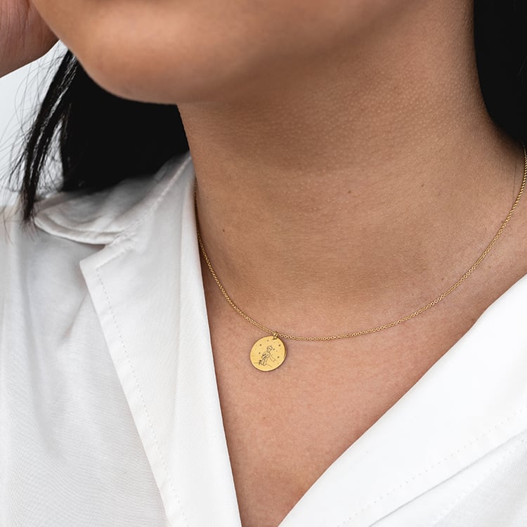 Anhänger Der Kleine Prinz mit Rose und Gravur 120693