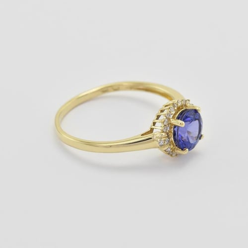 Goldring mit Tansanit und Diamanten Evly
