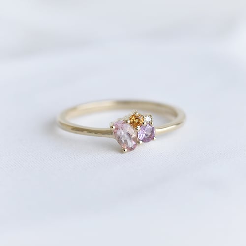 Cluster-Ring mit Morganit, Saphir, Citrin und Diamant Bluma