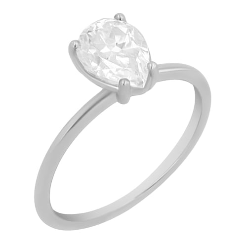 Verlobungsring mit einem Moissaniten in Pear-Form mit Auswahl der Größe North
