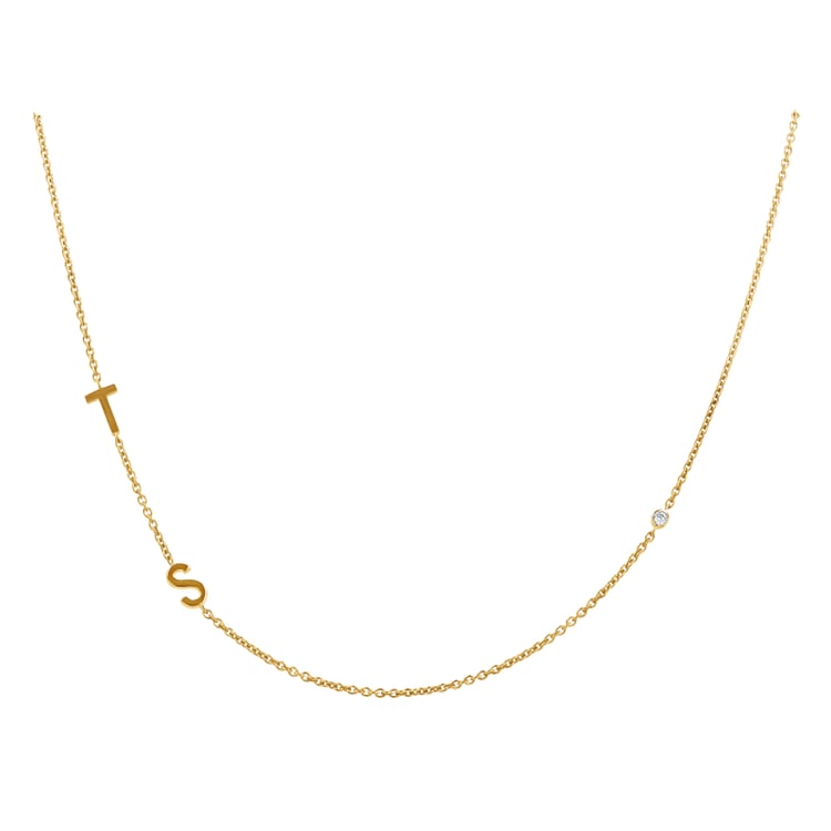 Halskette mit zwei Buchstaben Ihrer Wahl und Lab Grown Diamanten Lupe 145479