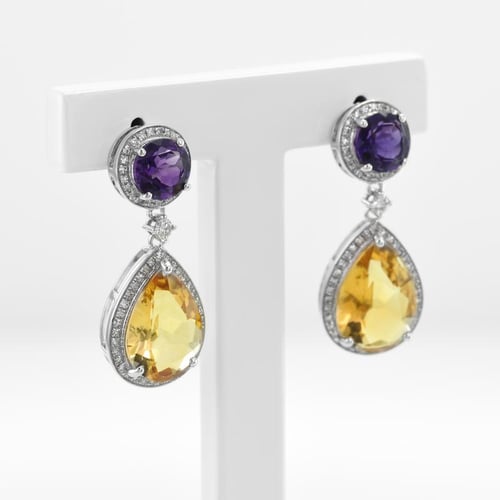 Ohrringe mit Citrin und Amethyst Mahal