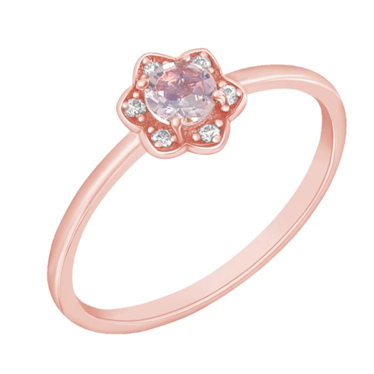 Goldener Verlobungsring mit Morganit und Moissaniten Mia