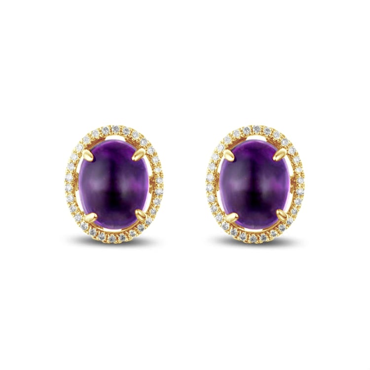 Gold Ohrringe mit Amethyst und Diamanten 88132
