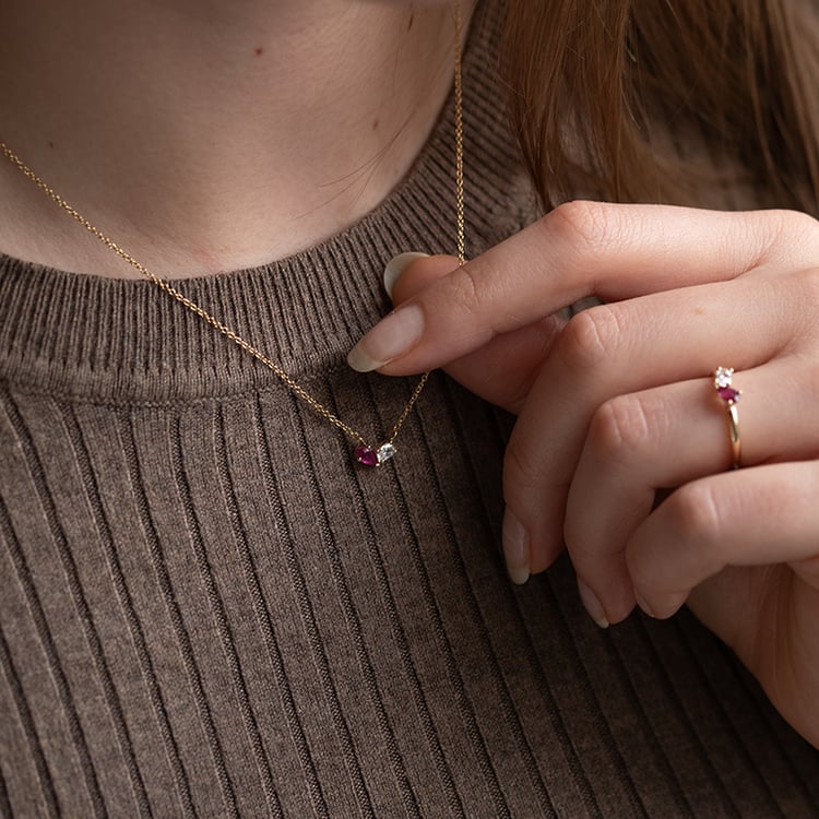 Toi et Moi Halskette mit Rubin und Lab Grown Diamant Lennon 134819