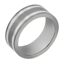 Titanring ohne Stein mit Silberverzierung Zubair