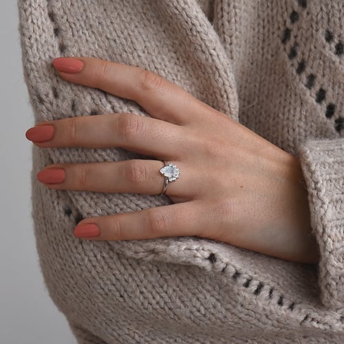 Verlobungsring mit Mondstein und Diamanten Namir