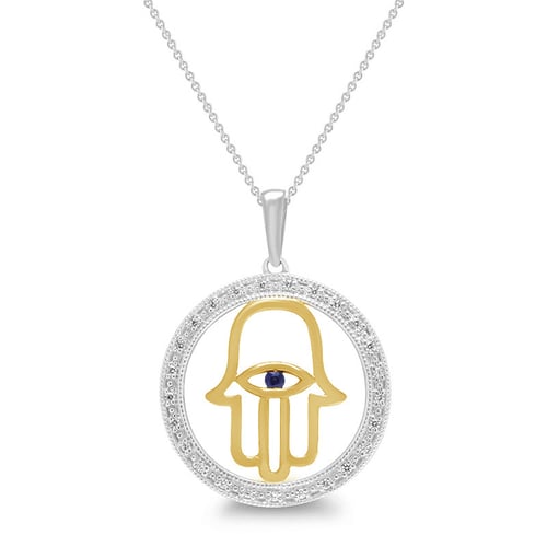 Anhänger in Form einer Hand mit Saphir Hamsa