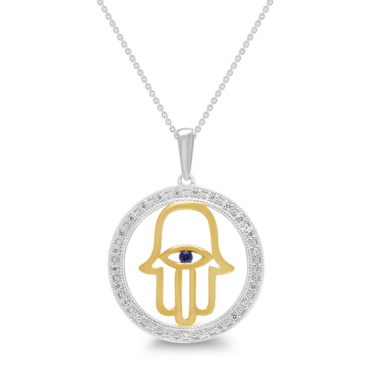 Anhänger in Form einer Hand mit Saphir Hamsa 68132