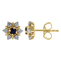 Elegante Ohrringe in Blütenform mit Saphiren und Lab Grown Diamanten Ismat