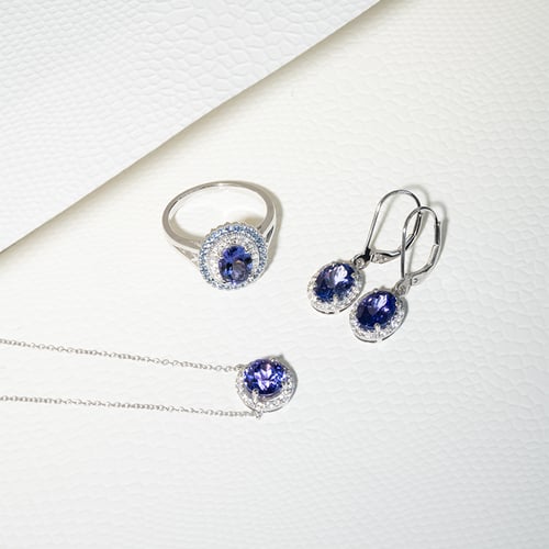Ohrringe mit Tansaniten und Diamanten Caty