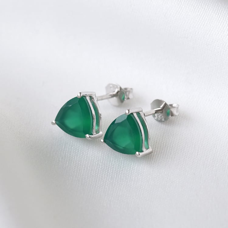 Zarte Ohrringe aus Silber mit grünen Onyxen Nellie 78672
