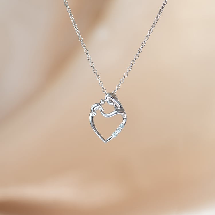 Silberner Anhänger Mutter und Kind mit Edelsteinen Ihrer Wahl Eisa 136782