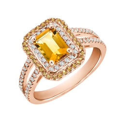 Wunderschöner Goldring mit Citrin voll von Diamanten Dixie