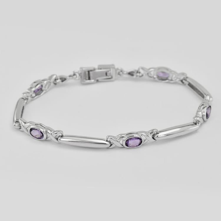Silbernes Armband mit Amethysten 10130
