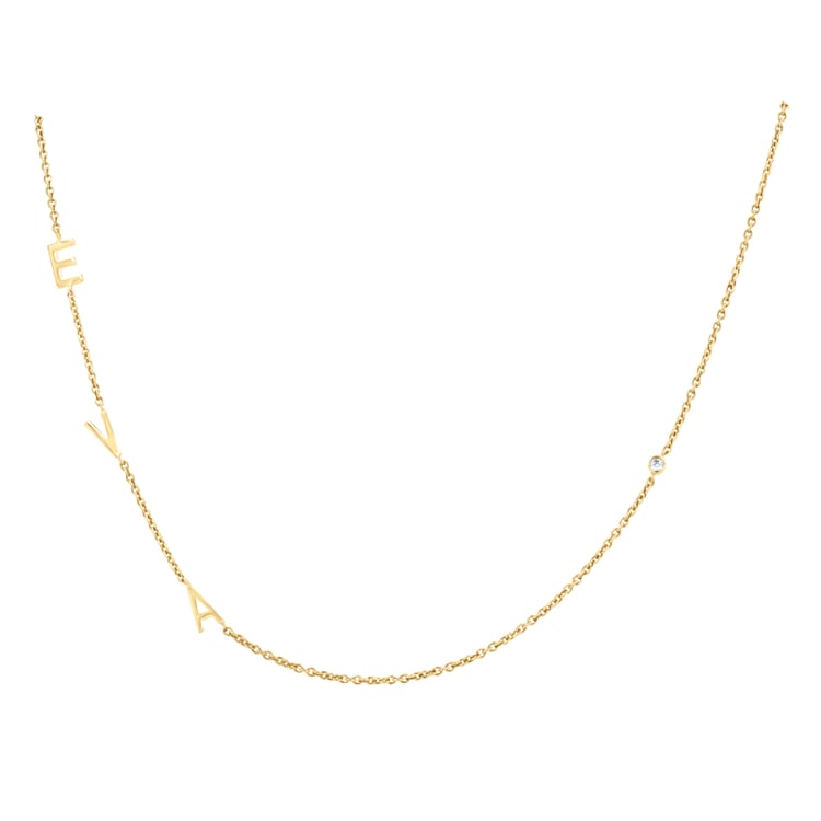 Halskette mit drei Buchstaben Ihrer Wahl und Lab Grown Diamanten Lupe 145482