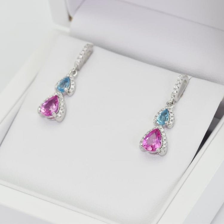 Saphir und Topas Ohrringe 14860