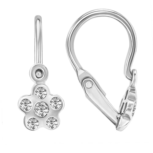 Goldene Kinderohrringe in Form einer Blume mit Lab Grown Diamanten Alexandra