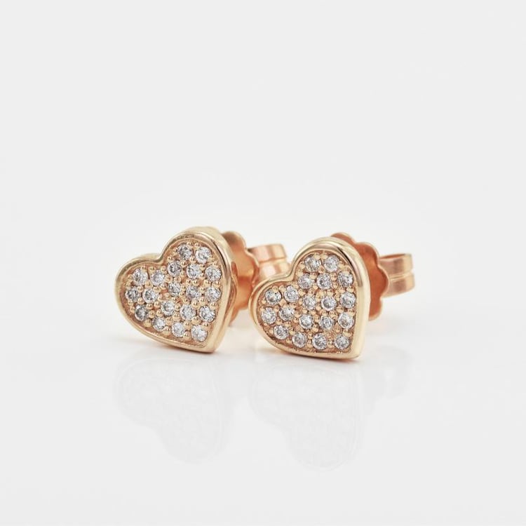 Ohrringe Rosegold mit Diamanten im Herzform 18922