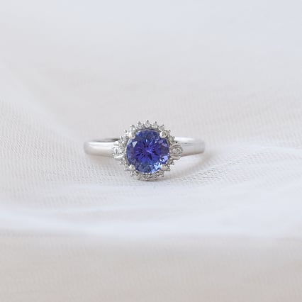 Goldring mit Tansanit und Diamanten Evly