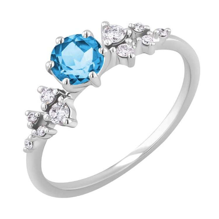 Verlobungsring mit Schweizer Topas und Diamanten Olha