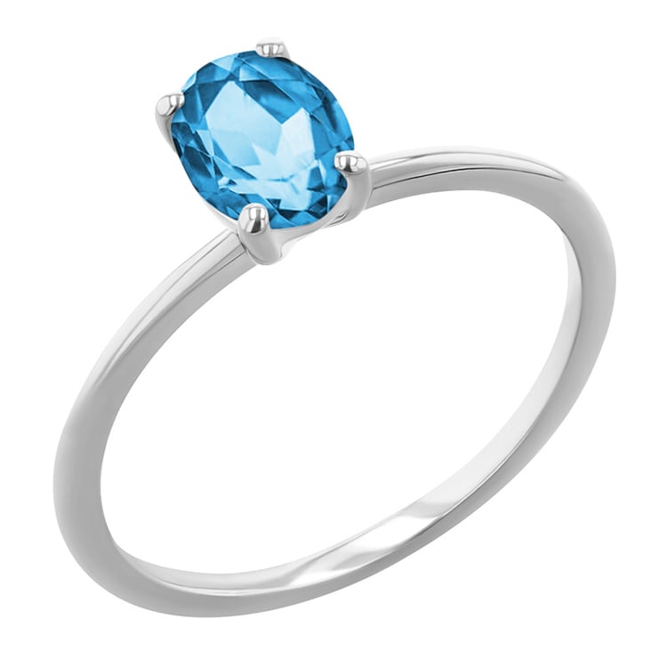 Eleganter Verlobungsring mit einem ovalen Schweizer Topas Frost