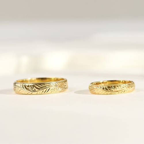 Eheringe aus Gold mit Zweig-Gravur Matu