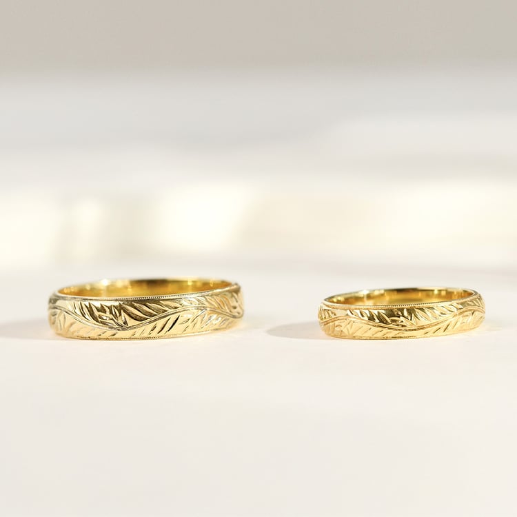 Eheringe aus Gold mit Zweig-Gravu 158861