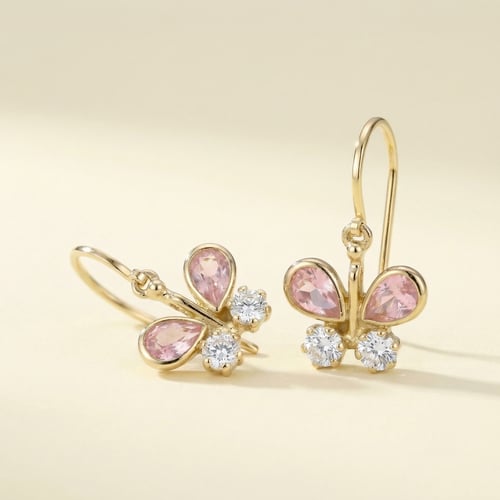Kinder-Ohrringe aus Gold mit Schmetterling Any