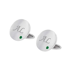 Smaragd-Manschettenknöpfe aus Gold mit Gravur Hades