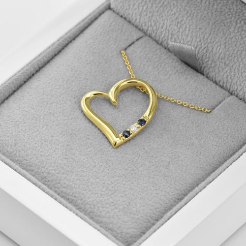 Goldener Anhänger Herzform mit Saphiren und Diamanten Tanish